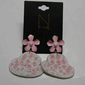 By Noir Earrings Pink Derby Hat Beaded Kentucky Derby Floral Statement NEW